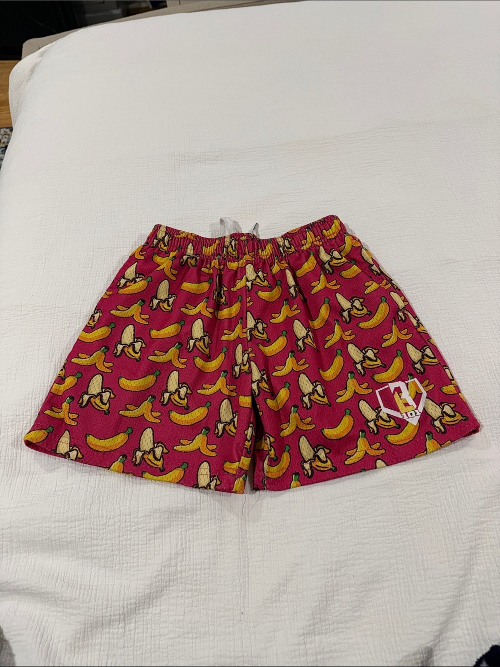 Baseball Lifestyle Kids' Pink Banana-Print Elastic-Waist Shorts